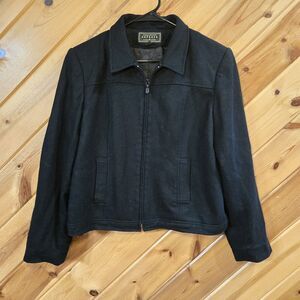 Express Wool Jacket Compagnie Internationale zip Black‎ Large Vtg